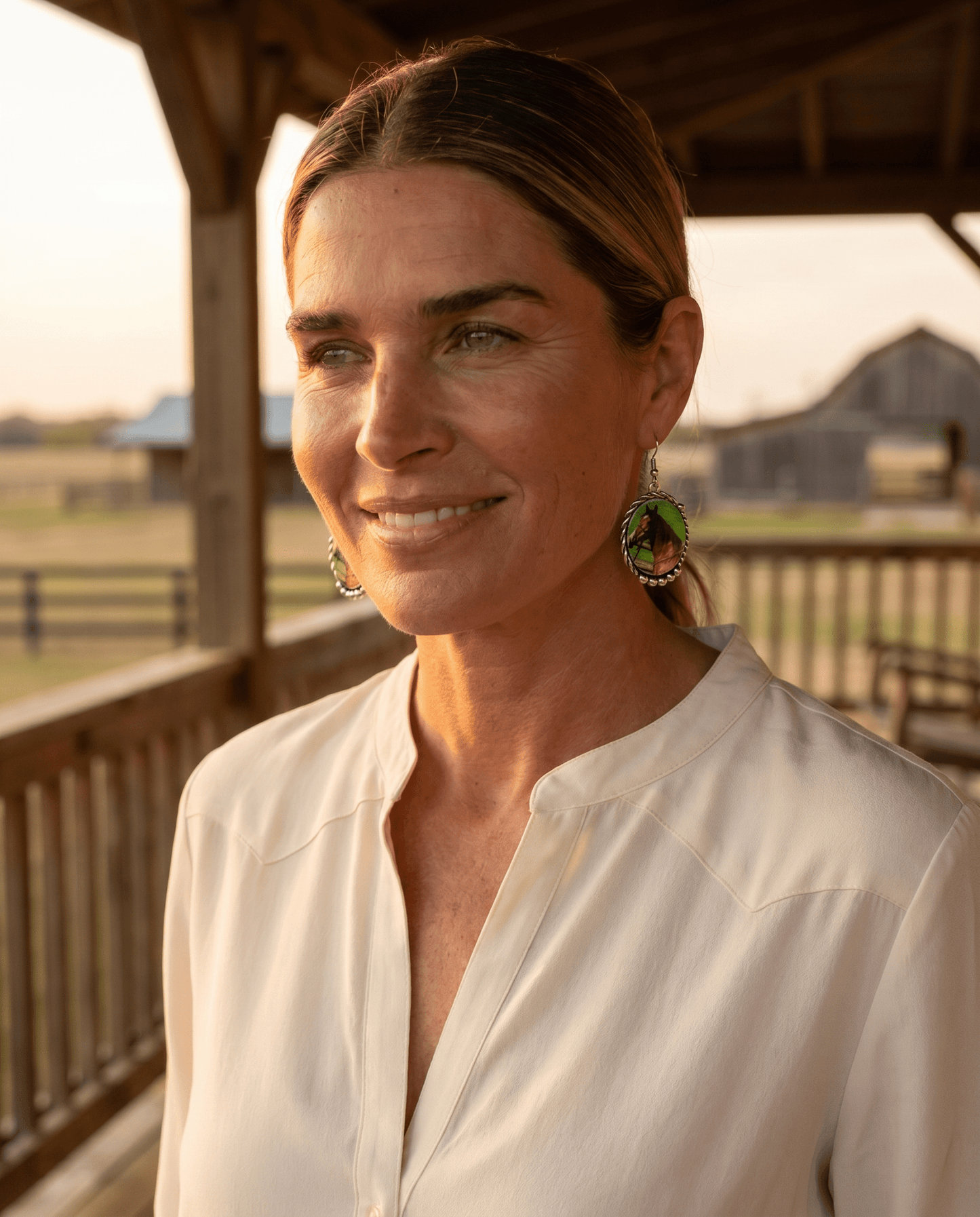 Western Framed Horse Fashion Earrings — Equestrian Statement (1½" x 1")