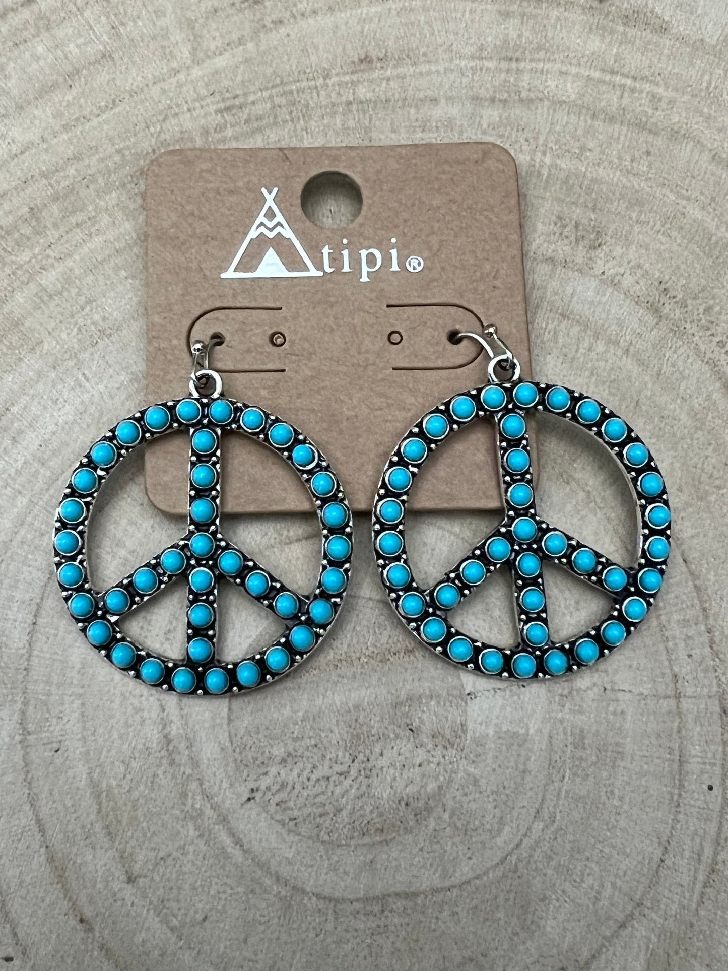 Western Large Peace Sign Dangle Earrings — Rustic 1¼" Statement