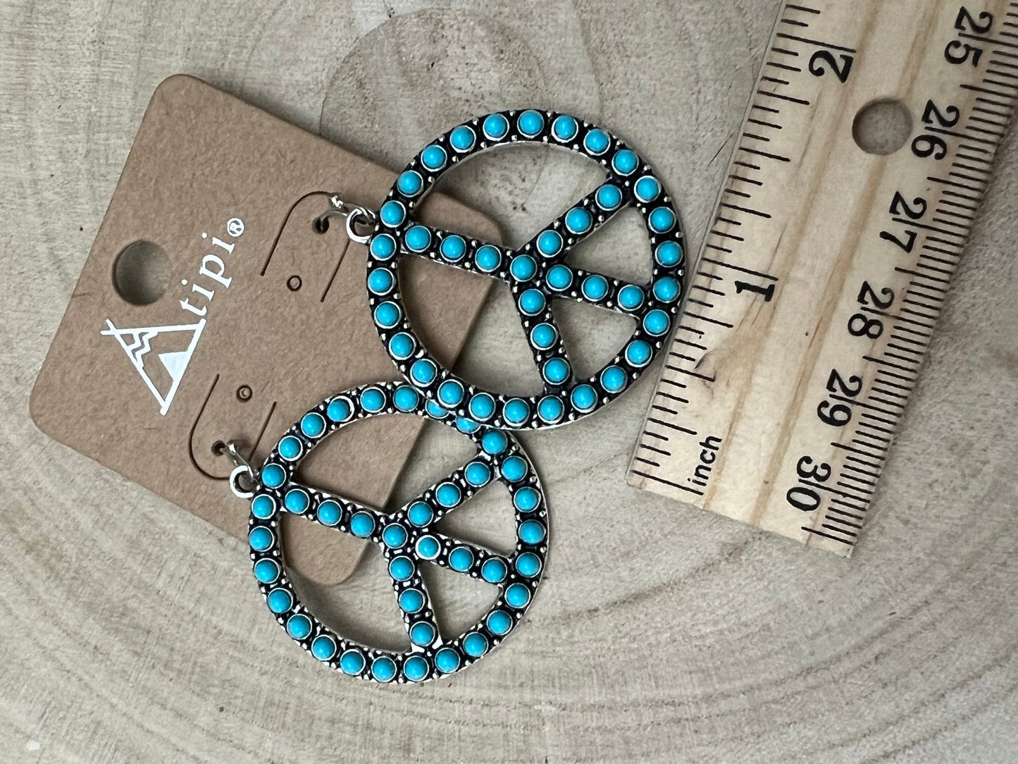Western Large Peace Sign Dangle Earrings — Rustic 1¼" Statement