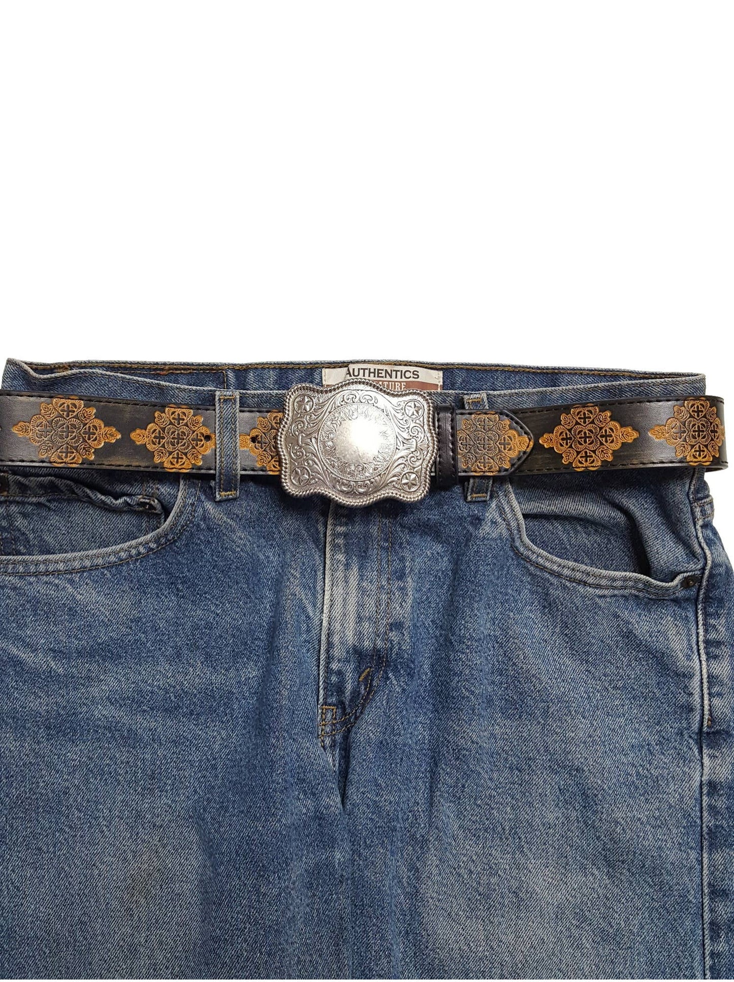 Western Matte Silver Plaque Buckle — Star Detail (Buckle Only)