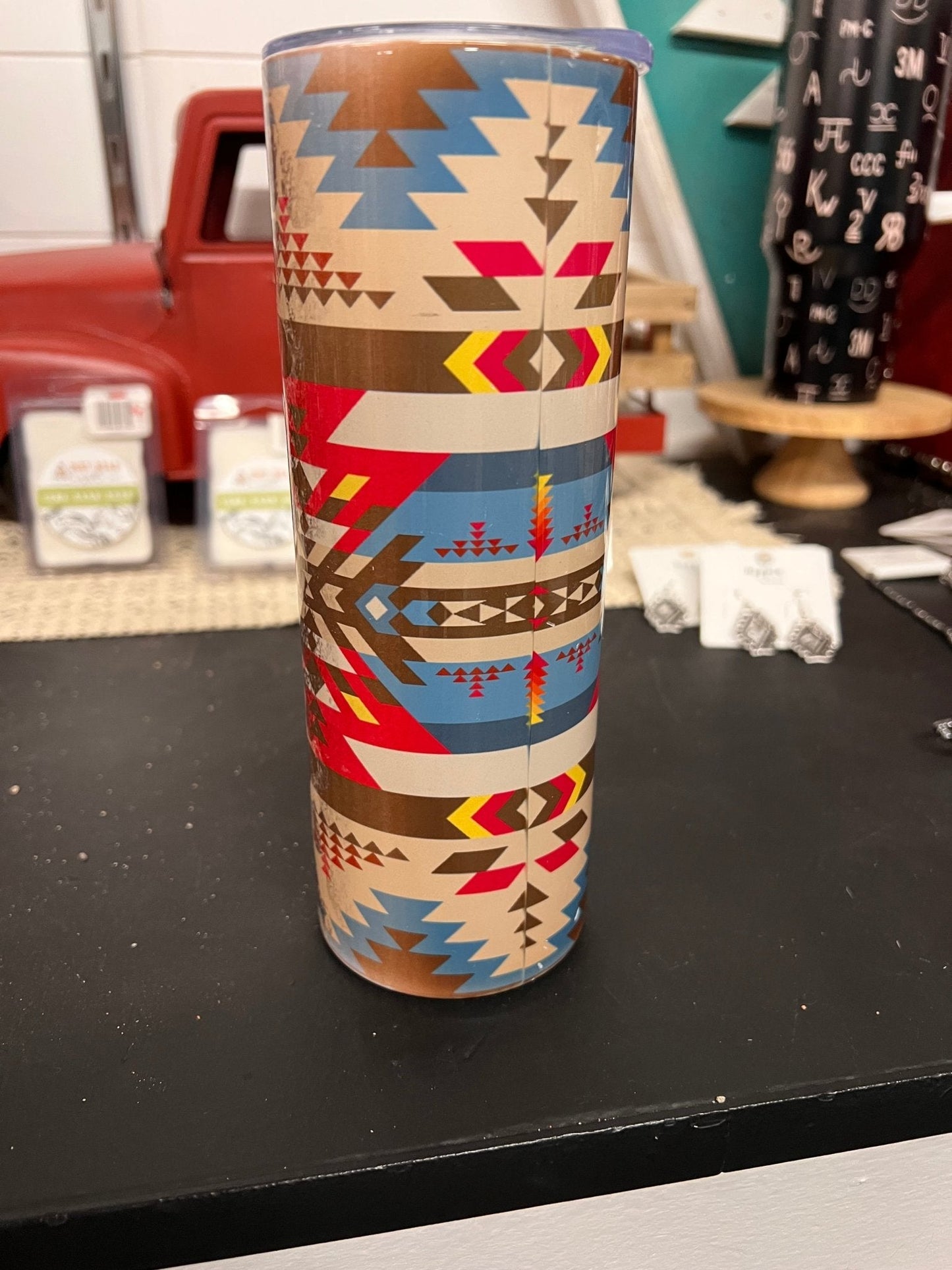 Western Pattern Print Insulated Tumbler (Lid & Straw Included)