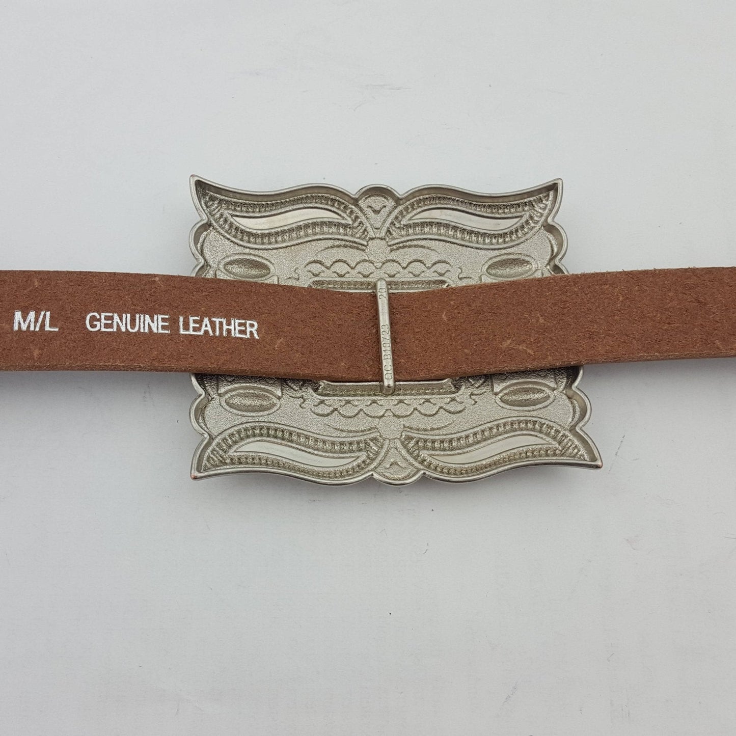 Western Silver Rectangular Concho Distressed Leather Belt — Brown or Black