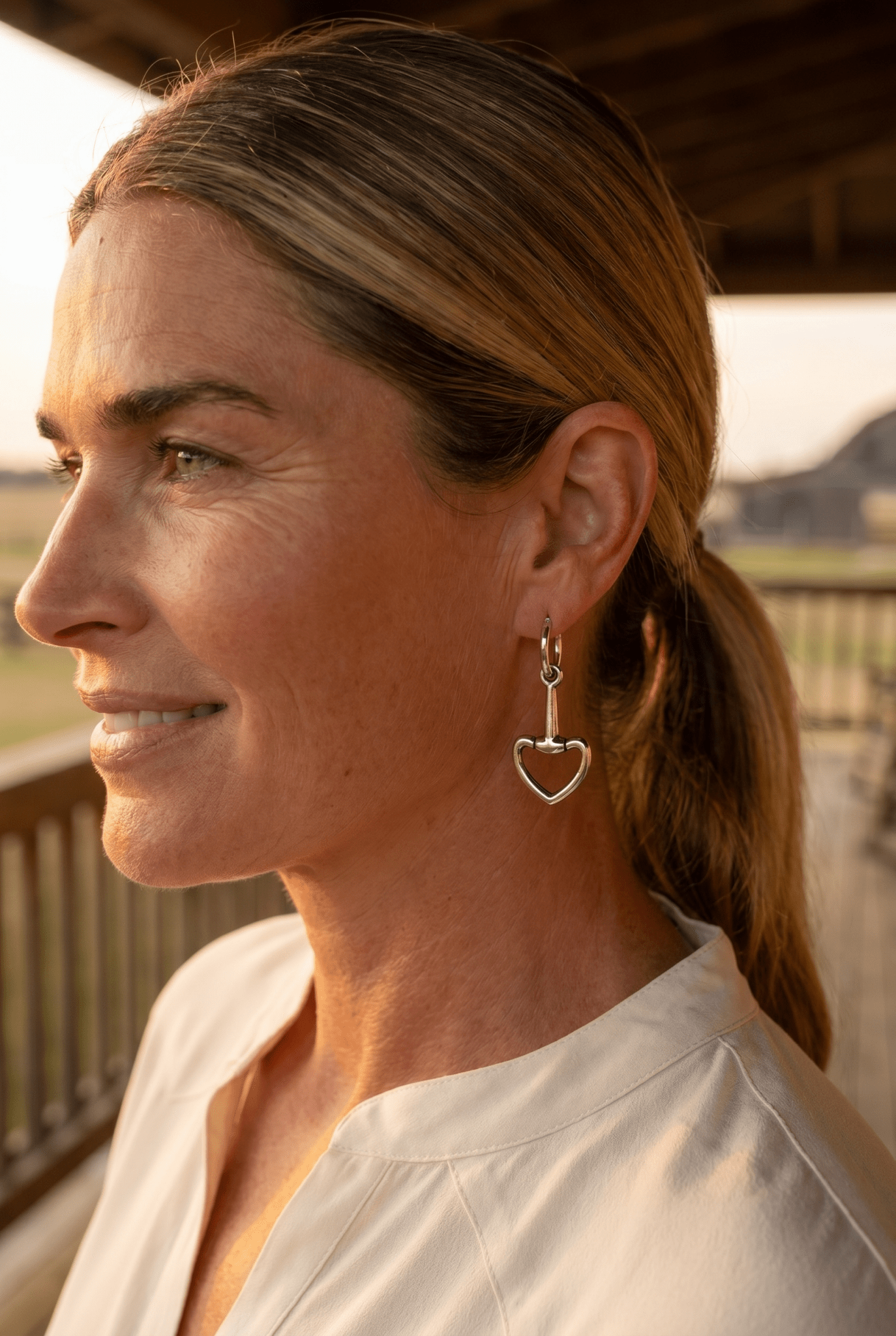 Western Snaffle Bit Dangle Hoop Earrings — Equestrian 1¼" Drop