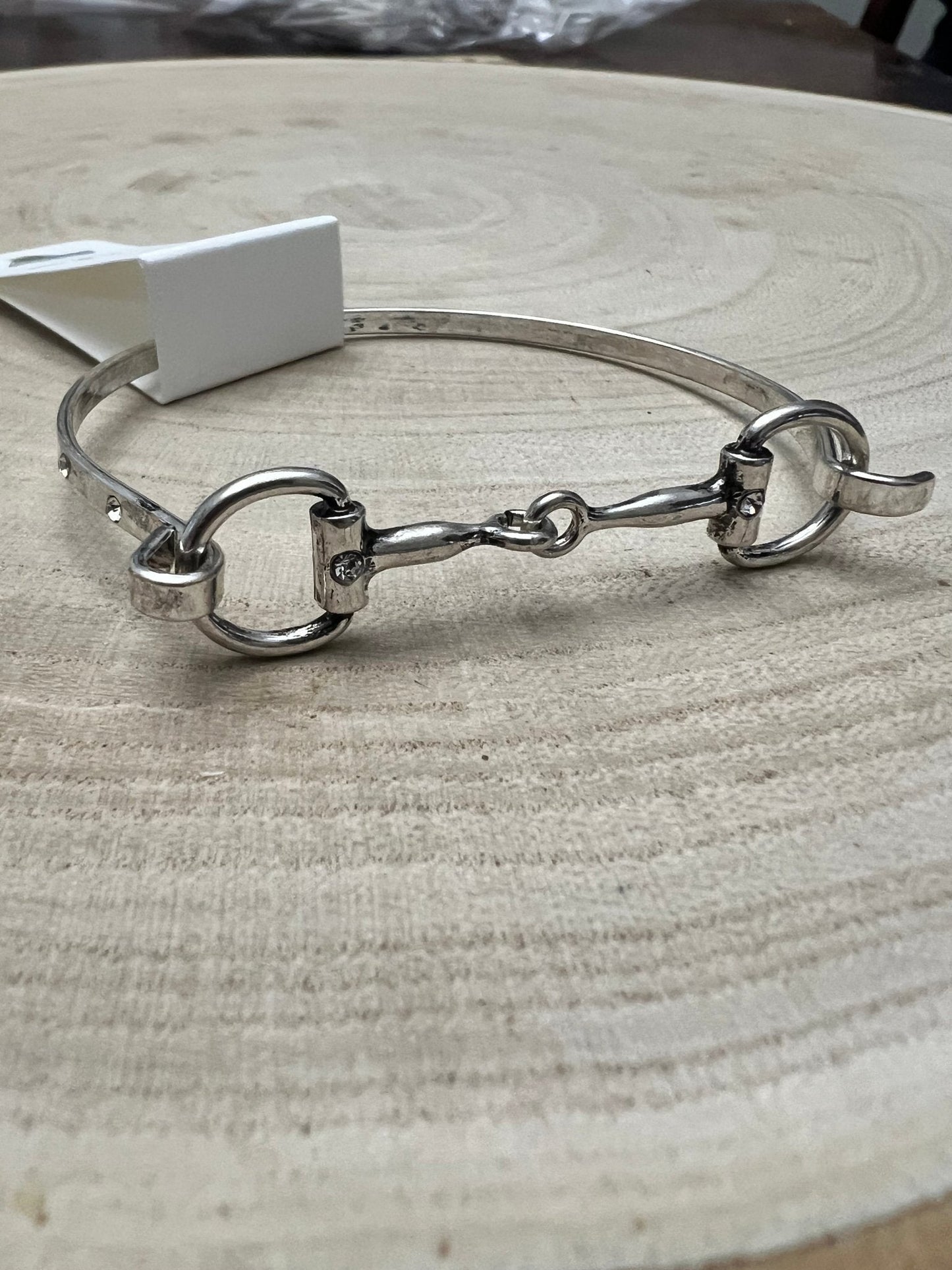Western Snaffle Bit Bracelet — Silver Easy-Clasp Equestrian Bangle