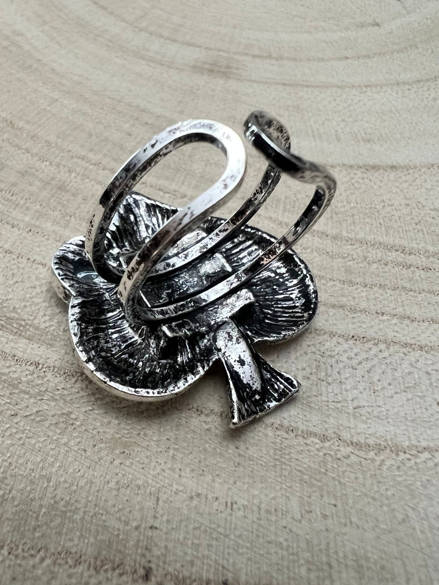 Western Spade Adjustable Cuff Ring with Faux Onyx — Playing Card Hand Statement