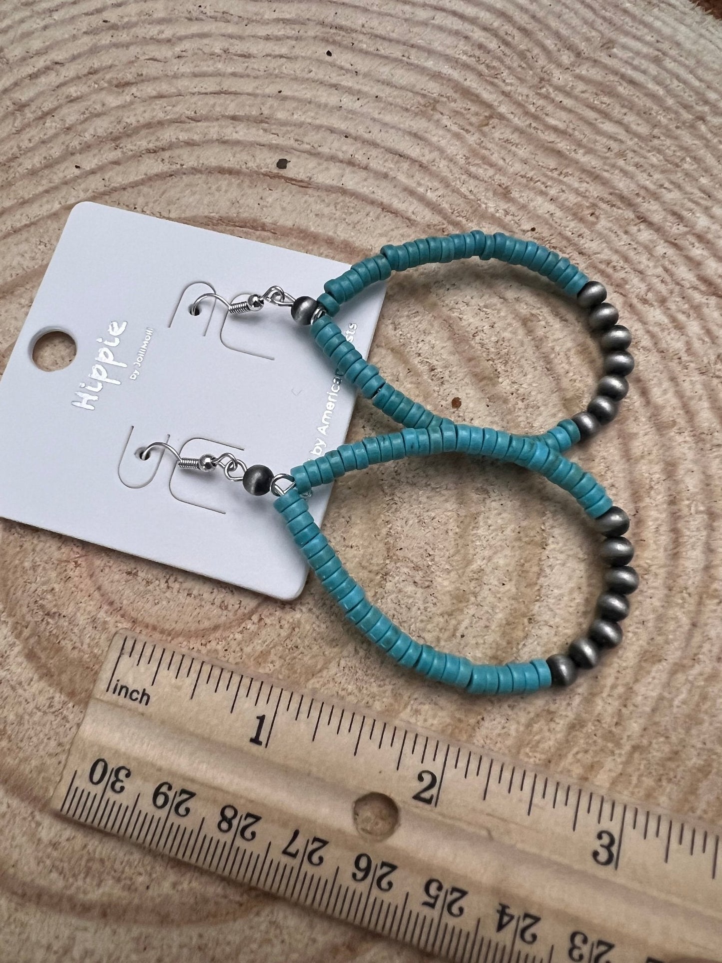 Western Teardrop Earrings with Faux Turquoise — Crafted 2½" Drop