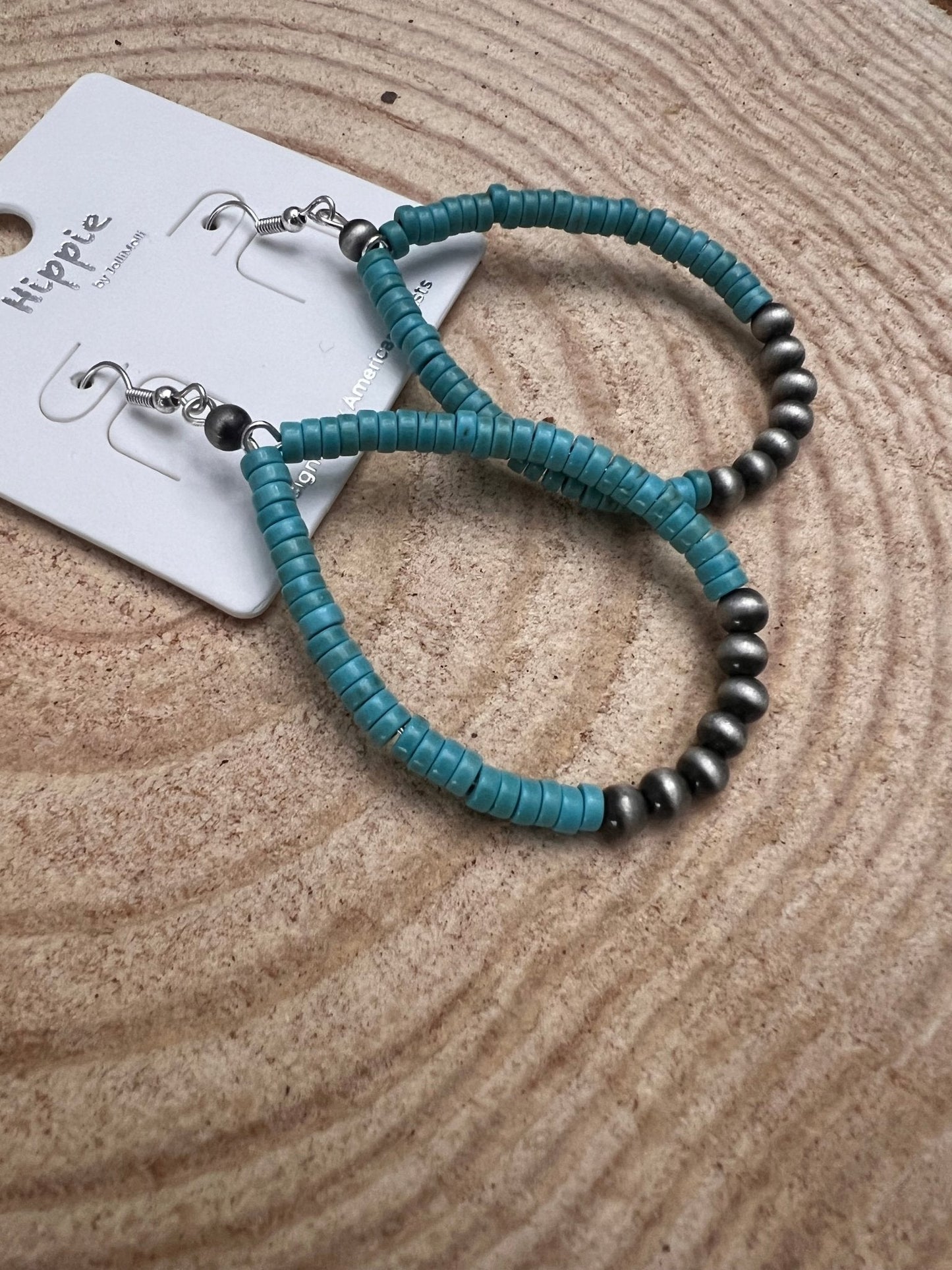 Western Teardrop Earrings with Faux Turquoise — Crafted 2½" Drop