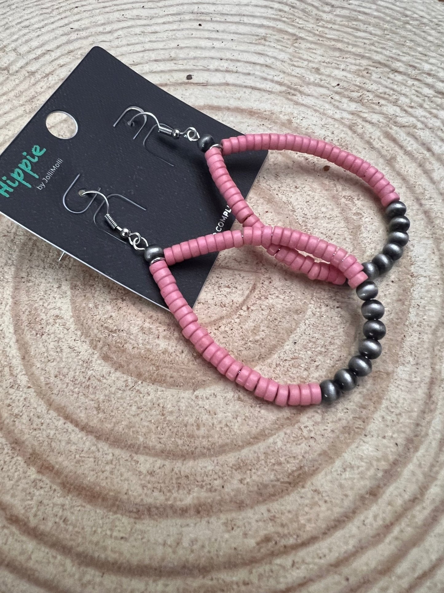 Western Teardrop Earrings with Pink Stones — 2½" Drop Southwestern Statement