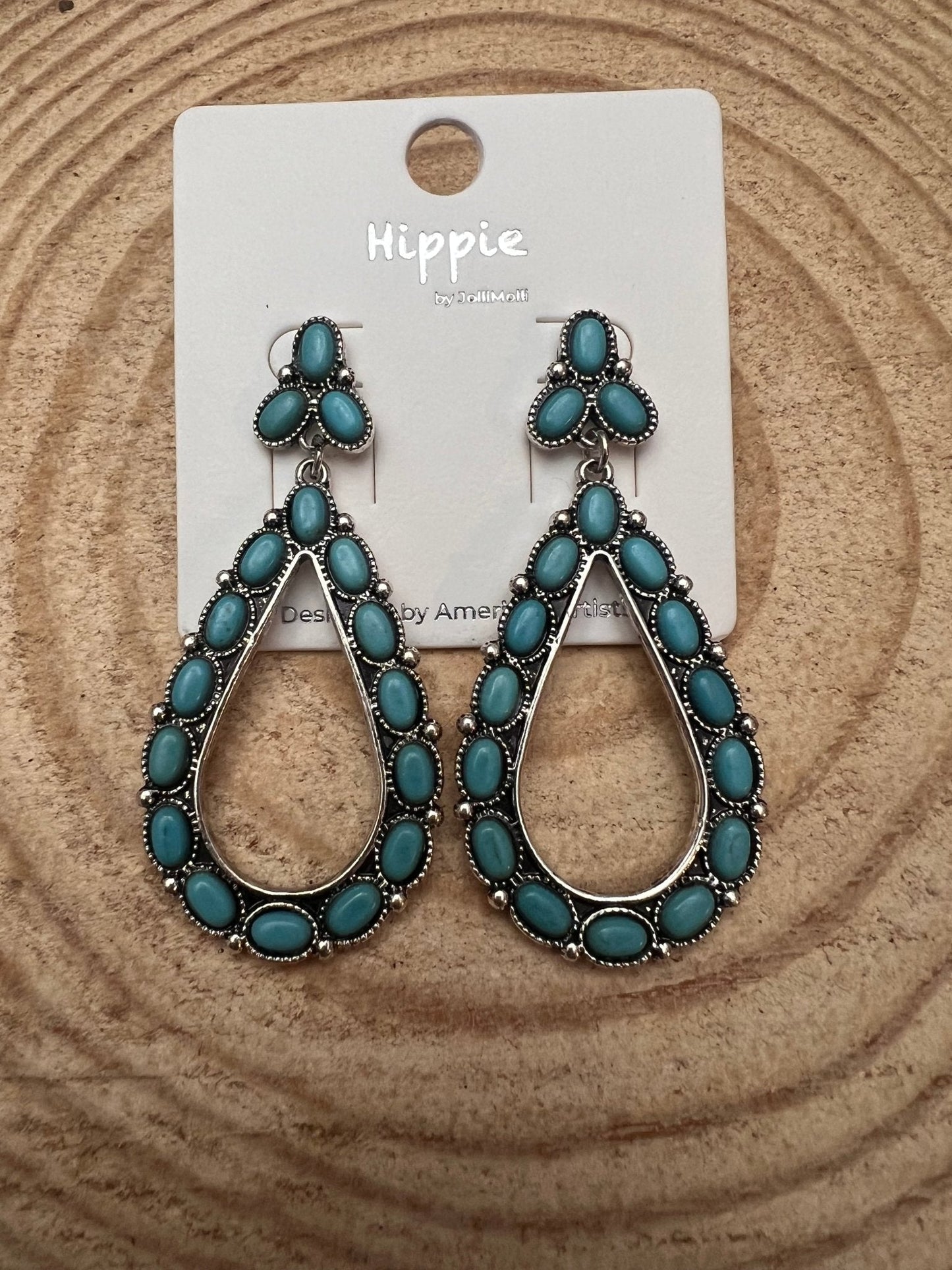 Western Teardrop Faux Turquoise Earrings — Everyday 2½" Drop