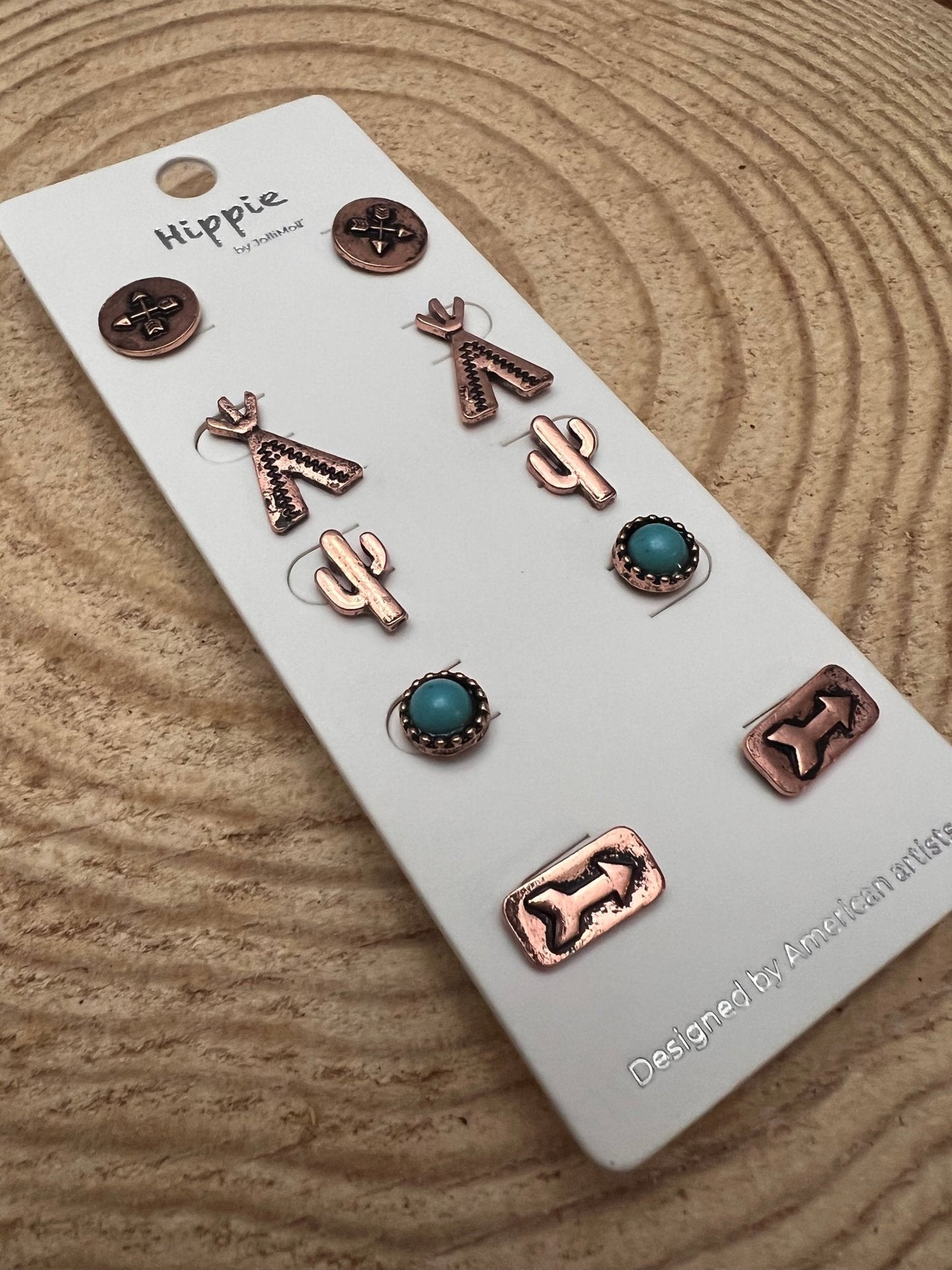 Western Theme 5-for-1 Earring Set — Five Coordinated Pairs in One