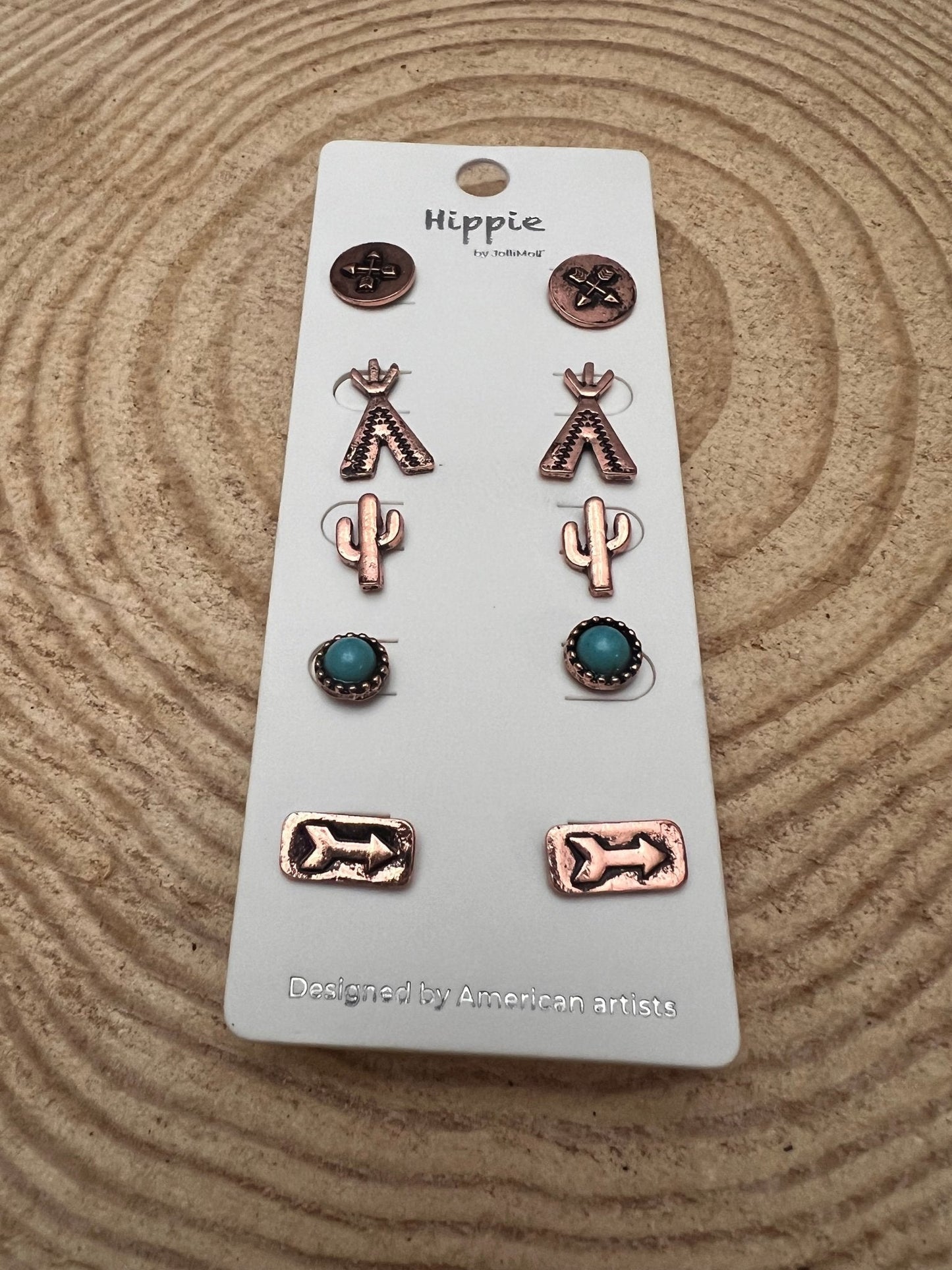Western Theme 5-for-1 Earring Set — Five Coordinated Pairs in One