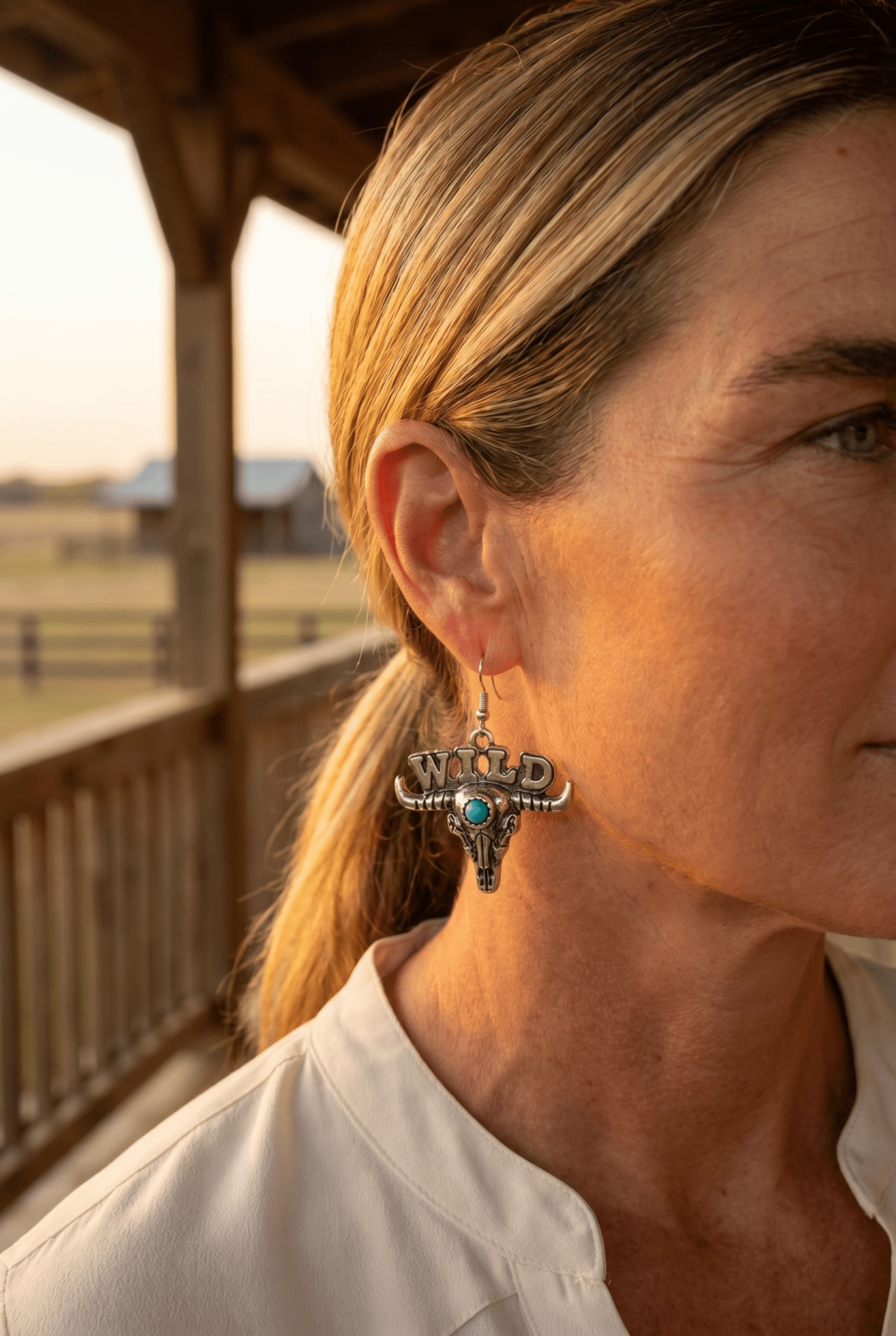 Wild Western Bull Skull Dangle Earrings — Edgy 1½" Drop